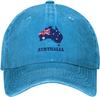 Australia Map Flag Vintage Twill Denim Baseball Cap Sun Protection Casual Unisex Adult