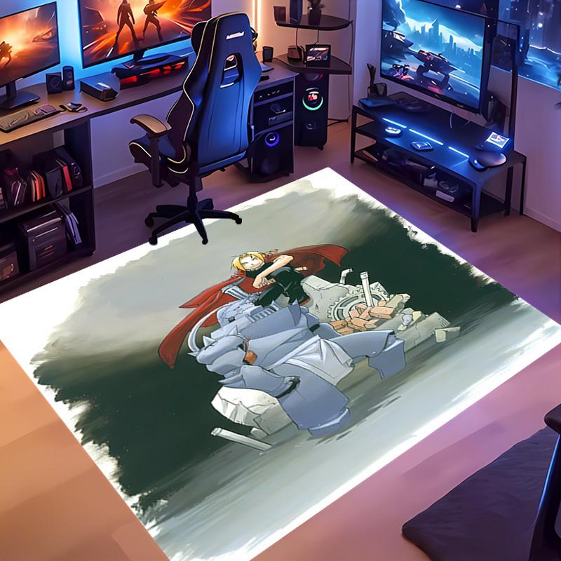 Fullmetal Alchemist -Themed Entrance Mat,Non-Slip Mat Area Rug,Room Decor,Outdoor Decor,Kitchen Rug,Doormat - Machine Washable,Easy to Clean