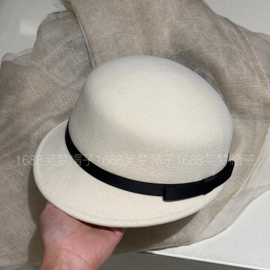 [Wool] Chaebol Daughter Bow Ribbon Top Hat Female Hepburn Style French Celebrity Temperament Equestrian Hat