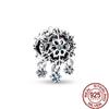 Sparkling Snowflake Double Dangle Charm Beads Fit Original Fasion 925 Sterling Silver Bracelet Necklace DIY Fine Women Jewelry
