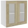 Lyon Wall Mounted Glass Cabinet in Sonoma Oak 60 x 31 x 60 cm Wood Based Material