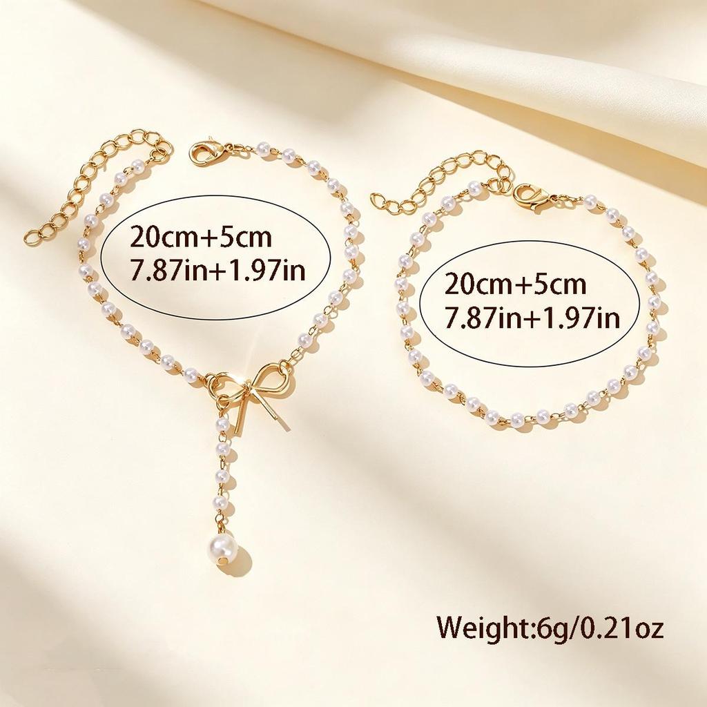 European & American Faux Pearl Anklet Set for Women - Beach Style, Non-Fading, Versatile & Layered