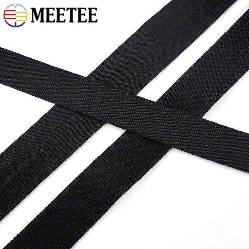 5/10M 20-50mm Schwarze Nylon-Gurtbänder 1,6mm Dick Hohlrohrband Dekoband für Bekleidung DIY Nähzubehör