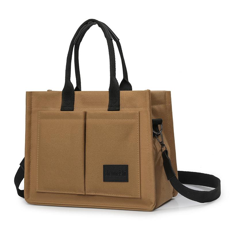 

Холщовая сумка женская большой вместимости многокарманная сумка через плечо сумка-тоут коричневый