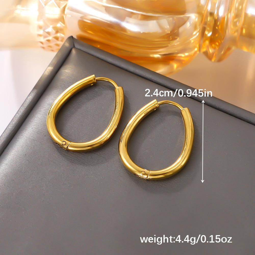 French Retro Titanium Steel Earrings: Niche Design High-Grade Stainless Steel Hoops & Studs In Simple Style for Women