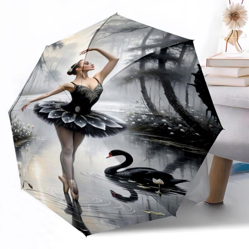 Dance Portable Automatic Umbrella Compact & Durable 8-Rib Design Compact Design Travel Essential Elegant Women's Umbrella