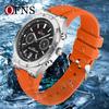 OFNS Men's Multifunctional Waterproof Silicone Strap Quartz Watch with Luminous Dial & Five-Hand Calendar