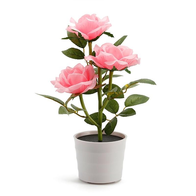 Solar Rose Garden Led Lamp With 3d Illumination For Patio And Garden Decor