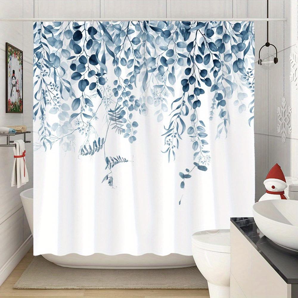 Elegant Blue & White Wisteria Shower Curtain - Watercolor Design,Delicate Leaves, Stylish Bathroom Decor, All-Season