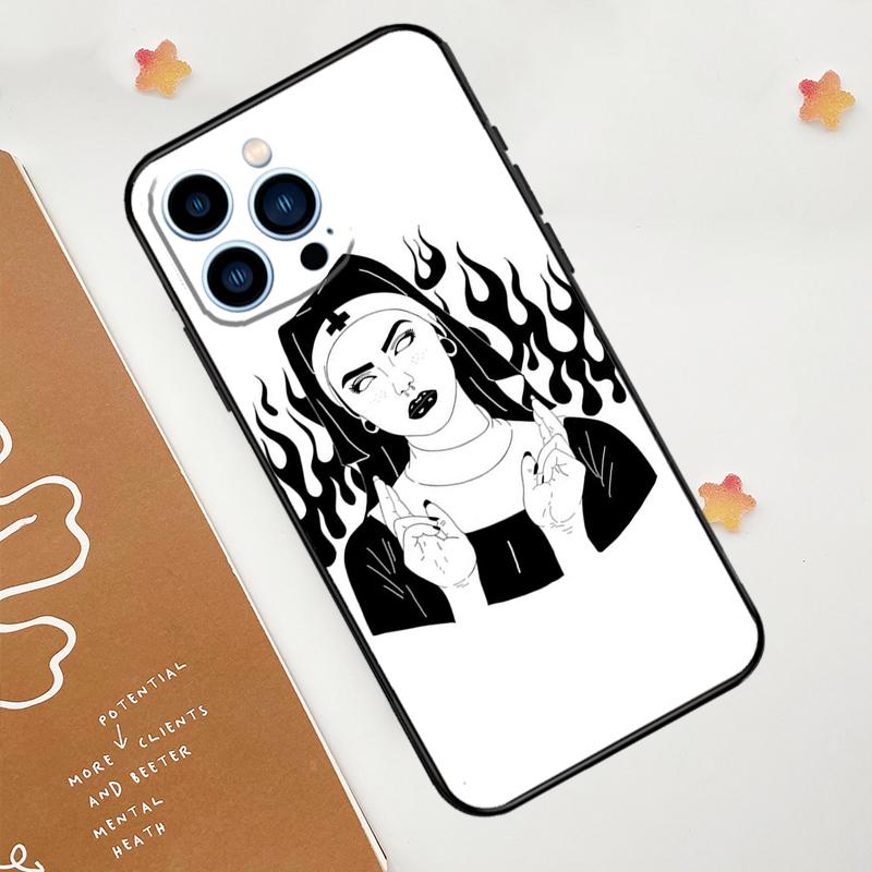 Dämonische Nonne Teufel Satan Kreuz Handyhülle Für iPhone 17 Pro Max 14 13 12 11 15 16 Pro Max mini 16 Plus 16e 17 Air Funda