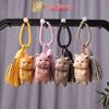 Violet Peach Wood Pig Pendant Keychain Ornament