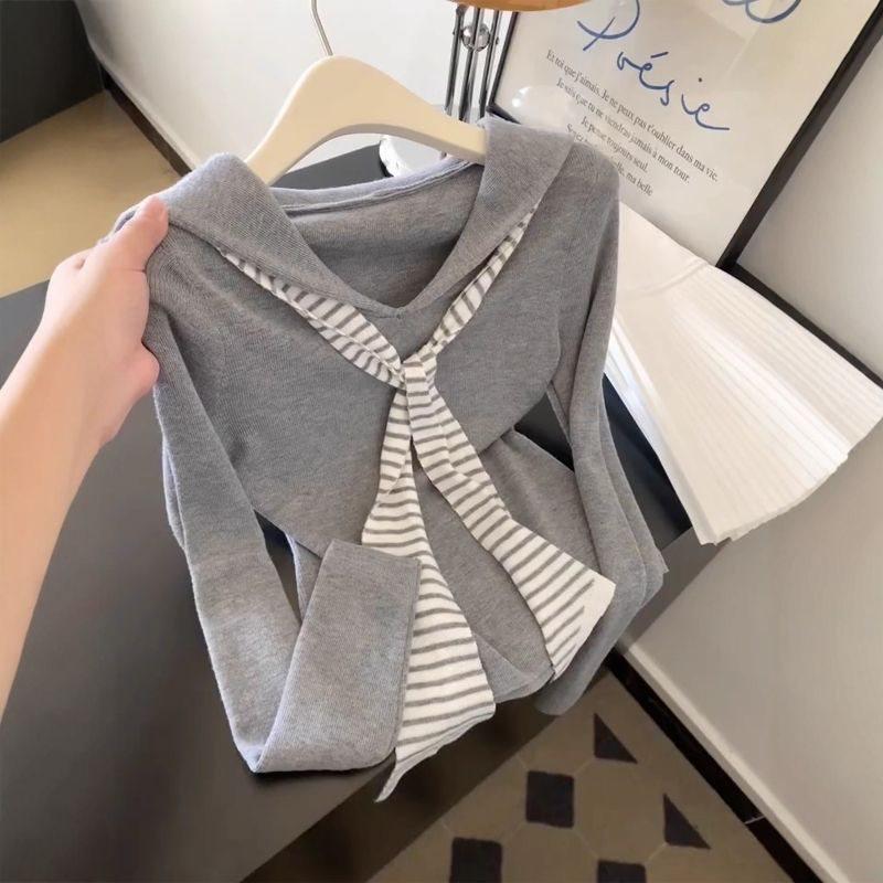 Preppy Límec Pláštěnka Dlouhý Rukáv Dámský Top - Brzký Podzim Slim Fit Trend