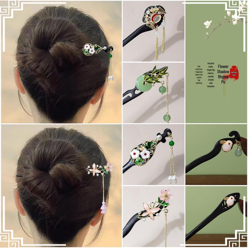 Imitation Ebony Hairpin Holder: Ancient Style Hanfu Hair Accessory, Qipao Ornament Gift for Women