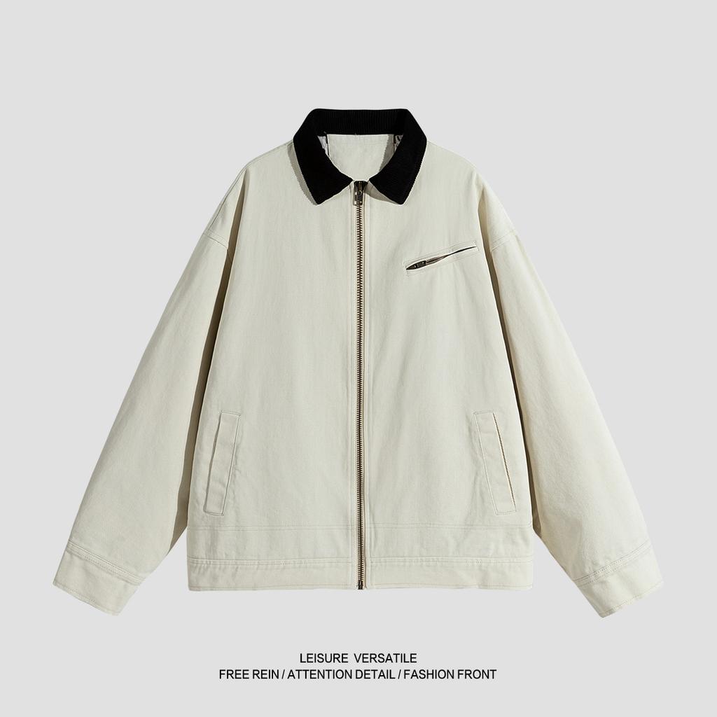 Pure Cotton Jacket for Men's New Jacket American-style Washing and Old Lapel Men's Spring and Autumn Clothing