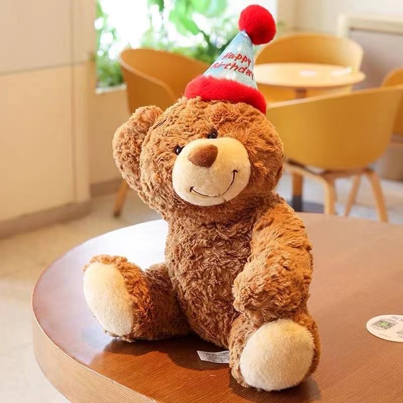 Шапка на день рождения Плюшевая игрушка Мишка Тедди Кукла-мишка Коричневый мишка Тедди Кукла Рождественский подарок для детей A-40cm
