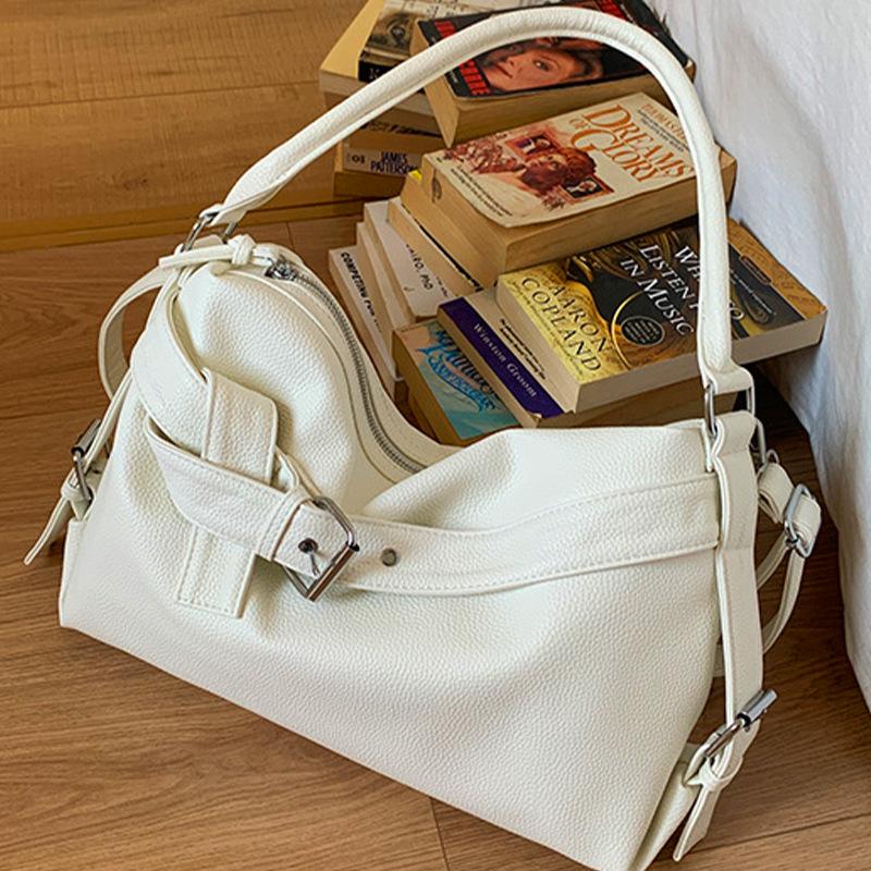 Women's Korean Style Retro Tote Bag - High-End Fashion, Versatile Large Capacity, Single Shoulder or Crossbody Use.