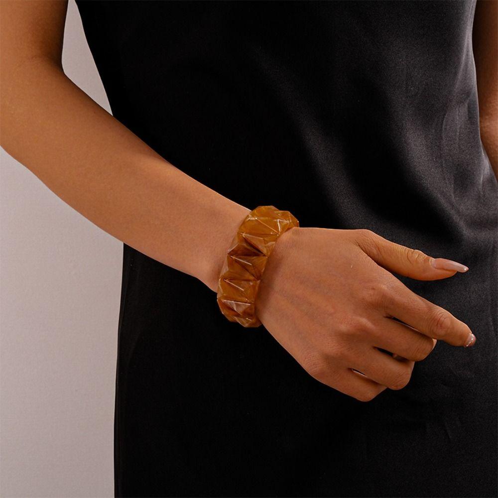 Irregular Acrylic Bangle Smudging Design Wide Bracelet Fashion Bohemian Bracelet Boho Style