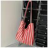 Handbag, Simple and Fresh Striped Bag, Shoulder Bag, Casual and Fashionable Large Capacity Shopping Bag
