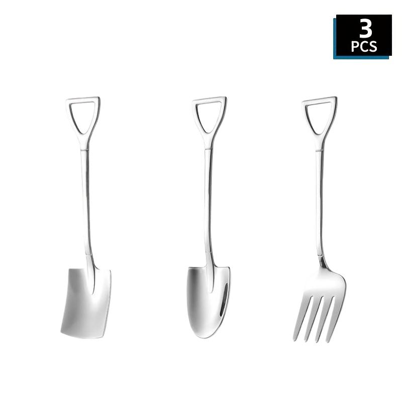 3/6pcs Stainless Steel Coffee Mixing Spoon Fruit Forks Creative Ice Cream Scoops Premium Home Dessert Spoons Kitchen Cutlery Set