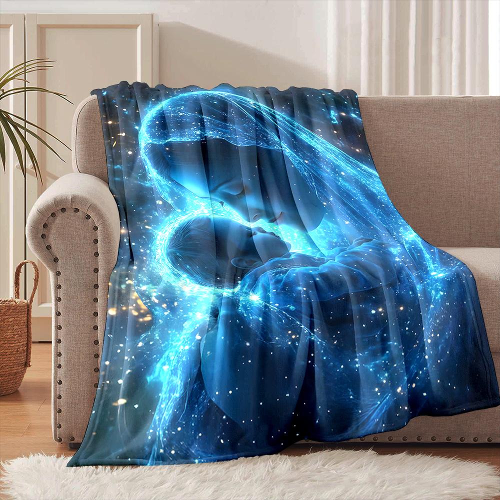 1PC Blessed Virgin Mary Print Blanket Warm Soft and Comfortable Home Travel Blanket Sofa Bedding Camping Cover Blanket for Gifts