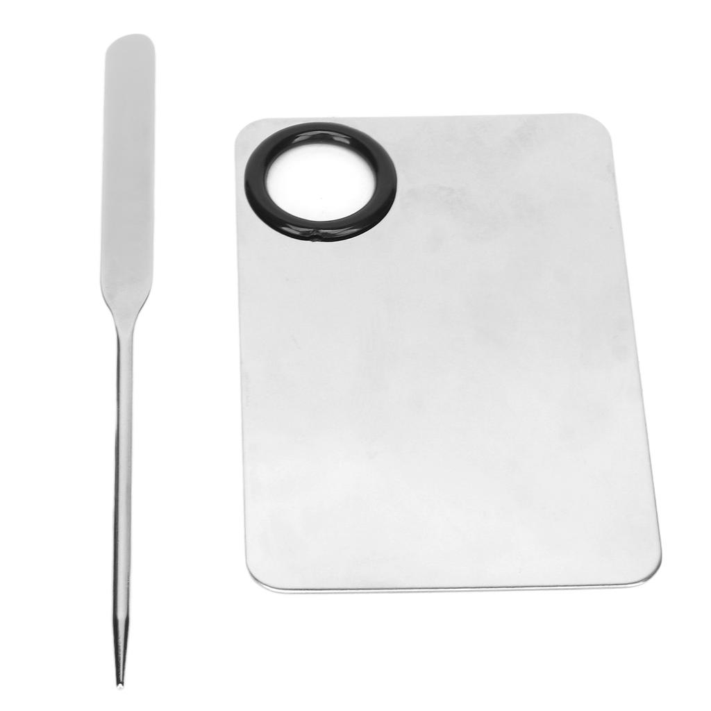 304 Stainless Steel Cosmetic Makeup Spatula Palette Set Cosmetic Foundation Mixing Palette with PU Leather Cover