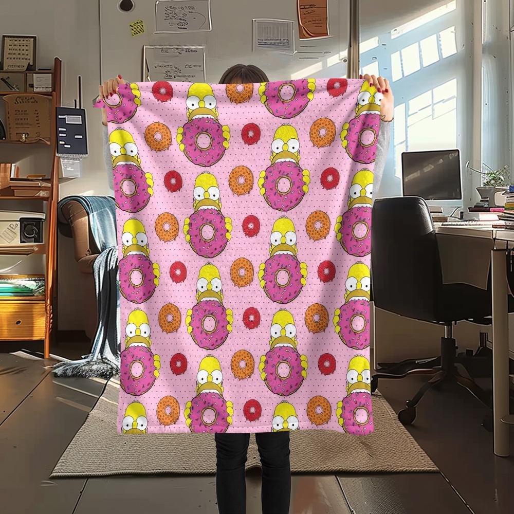 The Simpsons Flannel Blanket, High quality Comfortable for All Seasons, Home Decor, Warmth and Comfort