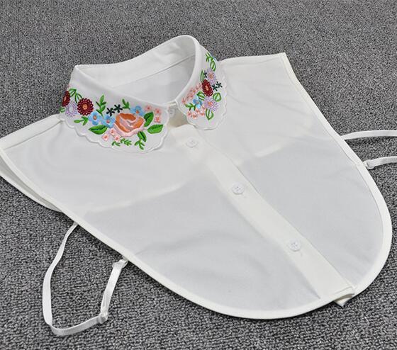 Women's Fake Collar Shirt White Fake Collar Women Detachable Collars Embroidery Cotton False Collar Shirt Col Amovible Femme