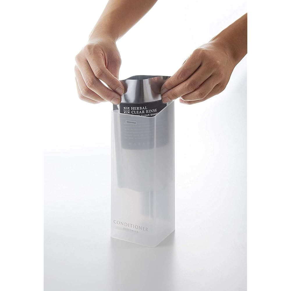 Yamazaki Shampoo Dispenser, Clear, 500ml (Holds original pouch), Pump Type, for Shampoo,