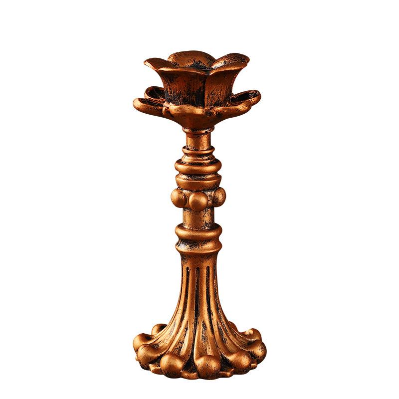 Vintage Taper Candle Holders - Antique Bronze Finish Resin Candle Sticks For Wedding, Dinner Party, Table Centerpiece Decor