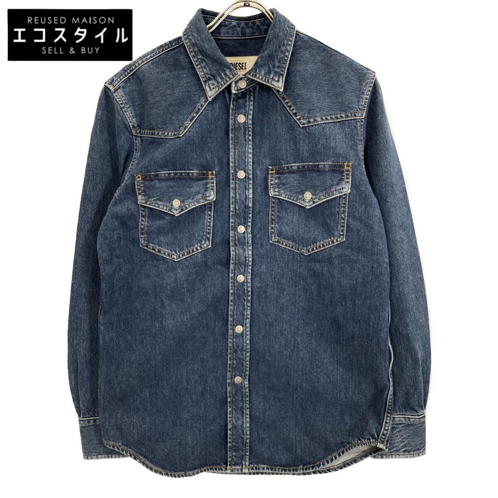DIESEL D-EAST-P1 Blue Long Sleeve Denim Shirt Washed tops XS blueUsed