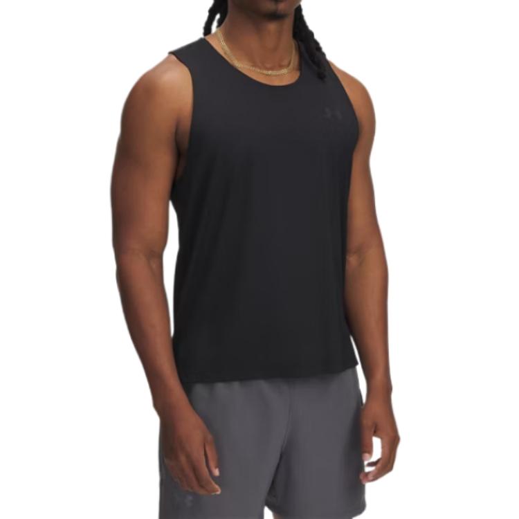 

Under Armour Launch Elite Comfortable Versatile Classic Soft Sweat-Absorbing Solid Color Tank Top Men Tops Black 1389800-001 M