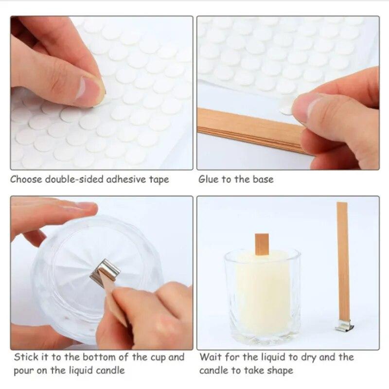 30pcs Of Wooden Candle Wick With Clip Base Candle Wicker Burning Smokeless Wick Candle Centering Tool