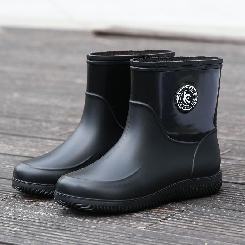 New Men's Rain Shoes Short Tube Integrated Non-slip Waterproof Men's Rain Boots Fishing Men Warm Men