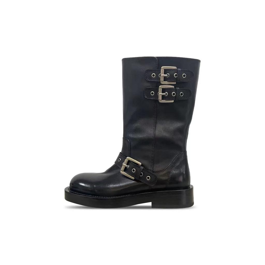 [Washed horse skin] Skinny buckle short boots women's heightened thick soles 2025 autumn and winter new thin boots spring and autumn short boots