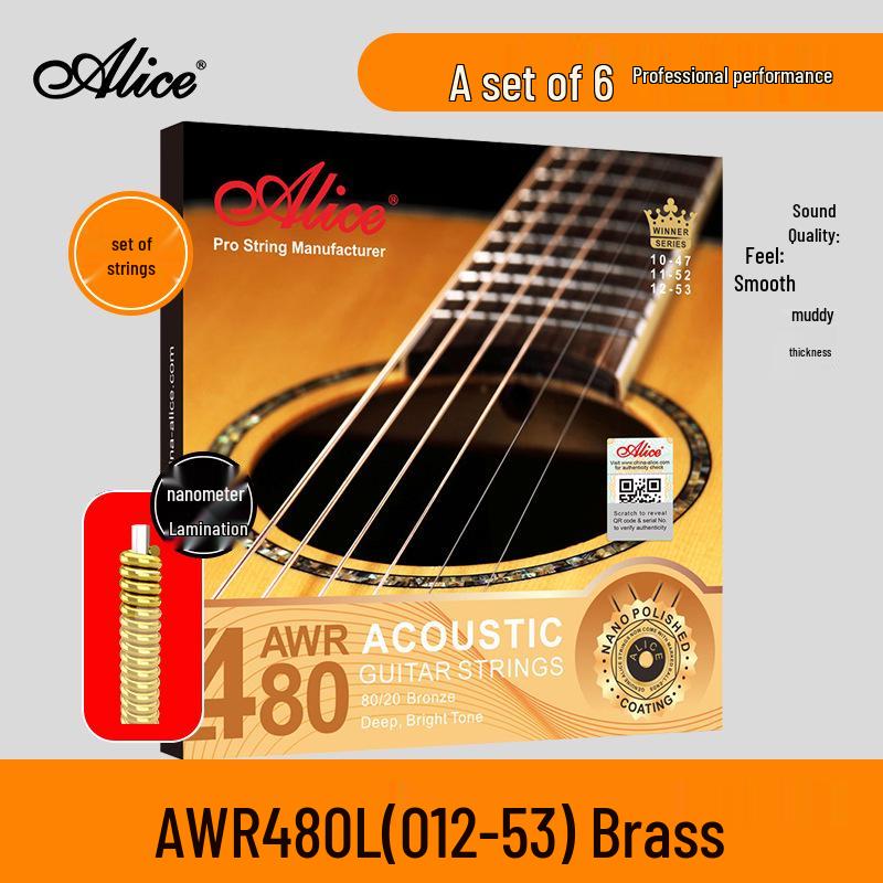 Alice Folk Guitar Strings Set: 6 Rust-Proof Steel Core Strings for Acoustic Guitars