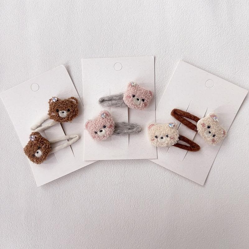 1 Pair Adorable Cartoon Baby Hair Clips Plush Hair Ties Gentle Barrettes Secure Hold For 0 to 2 Year Old Girls Infants