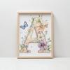 Poster Floral Letter "A" For Children Poster Floral Letter "A" For Children, 50X70 Cm, Without Frame, Premium Canvas On Stretcher