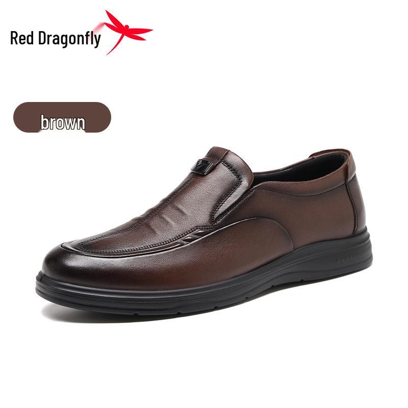 Red Dragonfly Men s High-Top Slip-on Leather Winter Shoes with Velvet Lining Size 45 коричневый