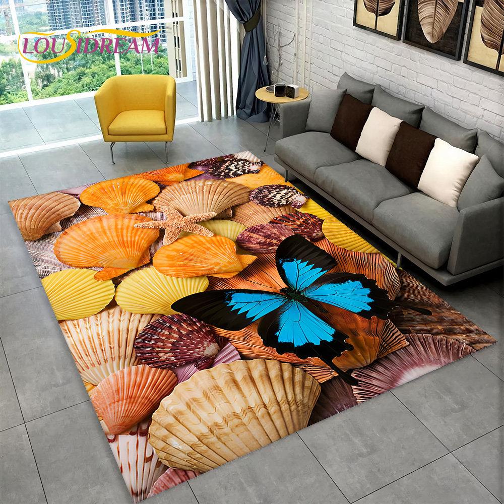 Dream Butterfly Flower Area Rug Large,Carpet Rug for Home Living Room Bedroom Sofa Doormat Decor,Kid Play Non-slip Floor Mats