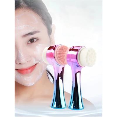 2 In 1 Gradient Facial Cleansing Brush Face Pore Exfoliatoring Blackhead Removal Cleanser Massage Brush Double-Sided Clean Tools