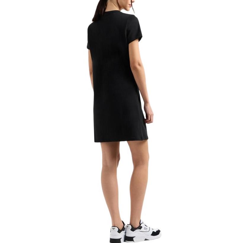 Emporio Armani Ea7 Solid Logo Plain Short Sleeve Dress Women dresses Black 7W000084-AF12484-UC001