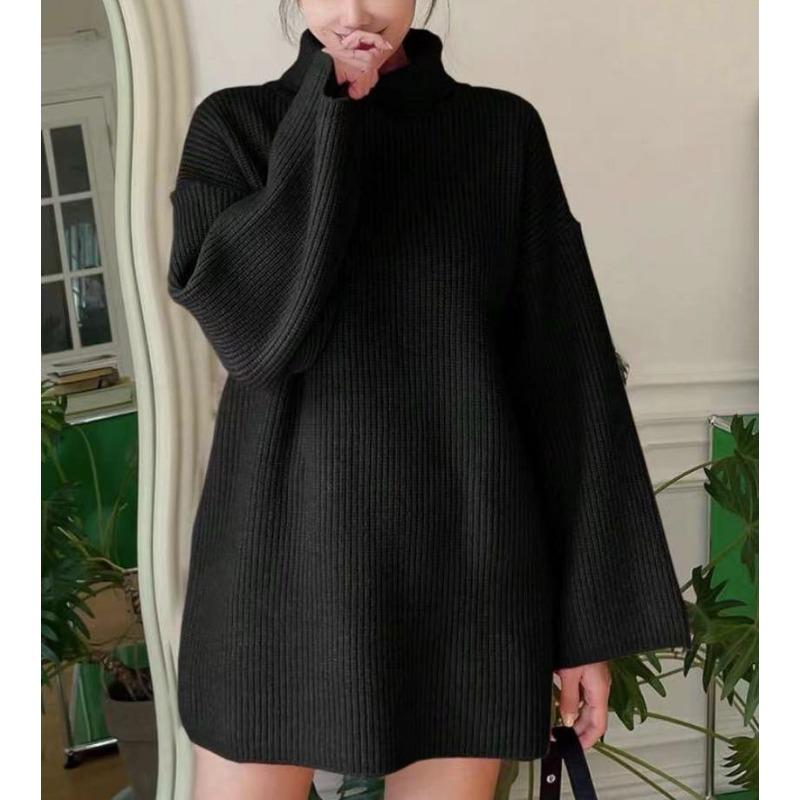 Fashion women's casual knitted sweater women's new loose solid color turtleneck women's clothing