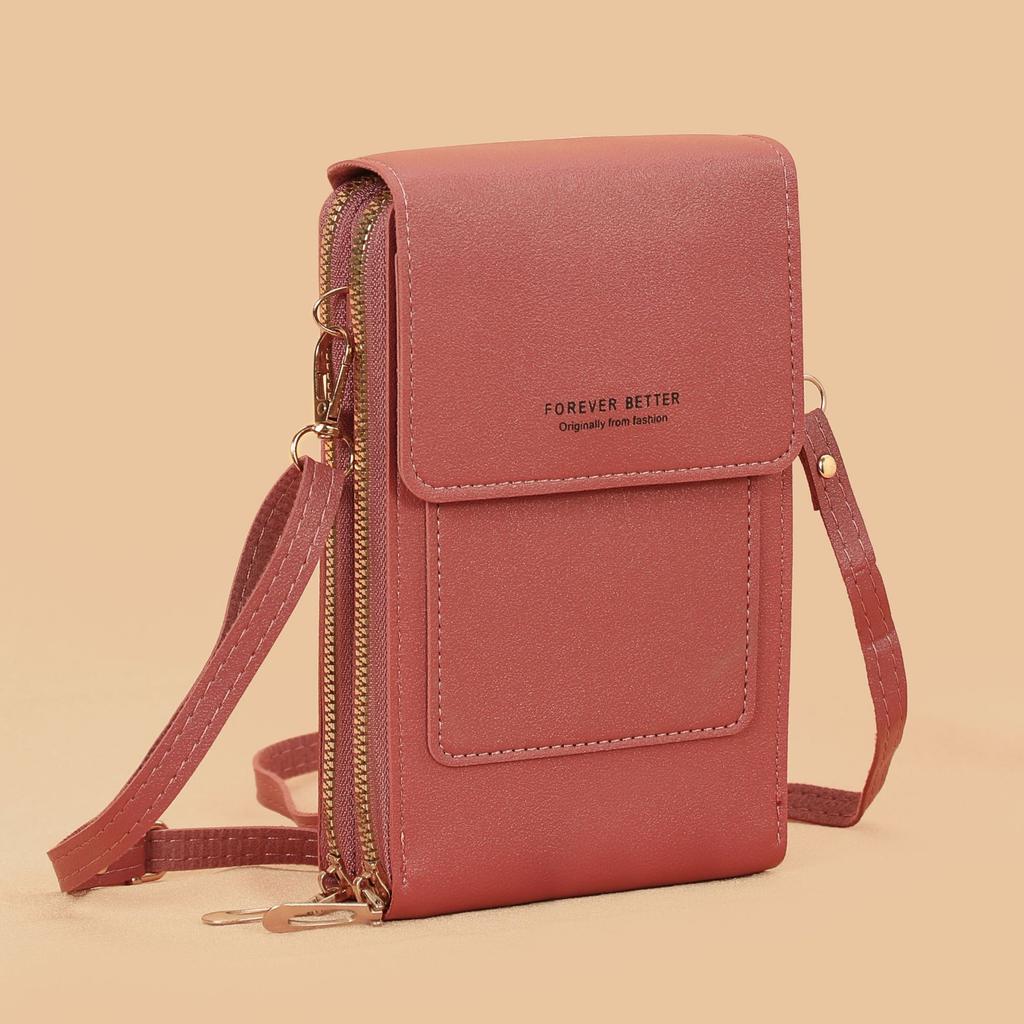 Touchable Screen Phone Bag for Women's Crossbody Small Bag, Multifunctional Key, Zero Wallet, Zipper, Vertical Style