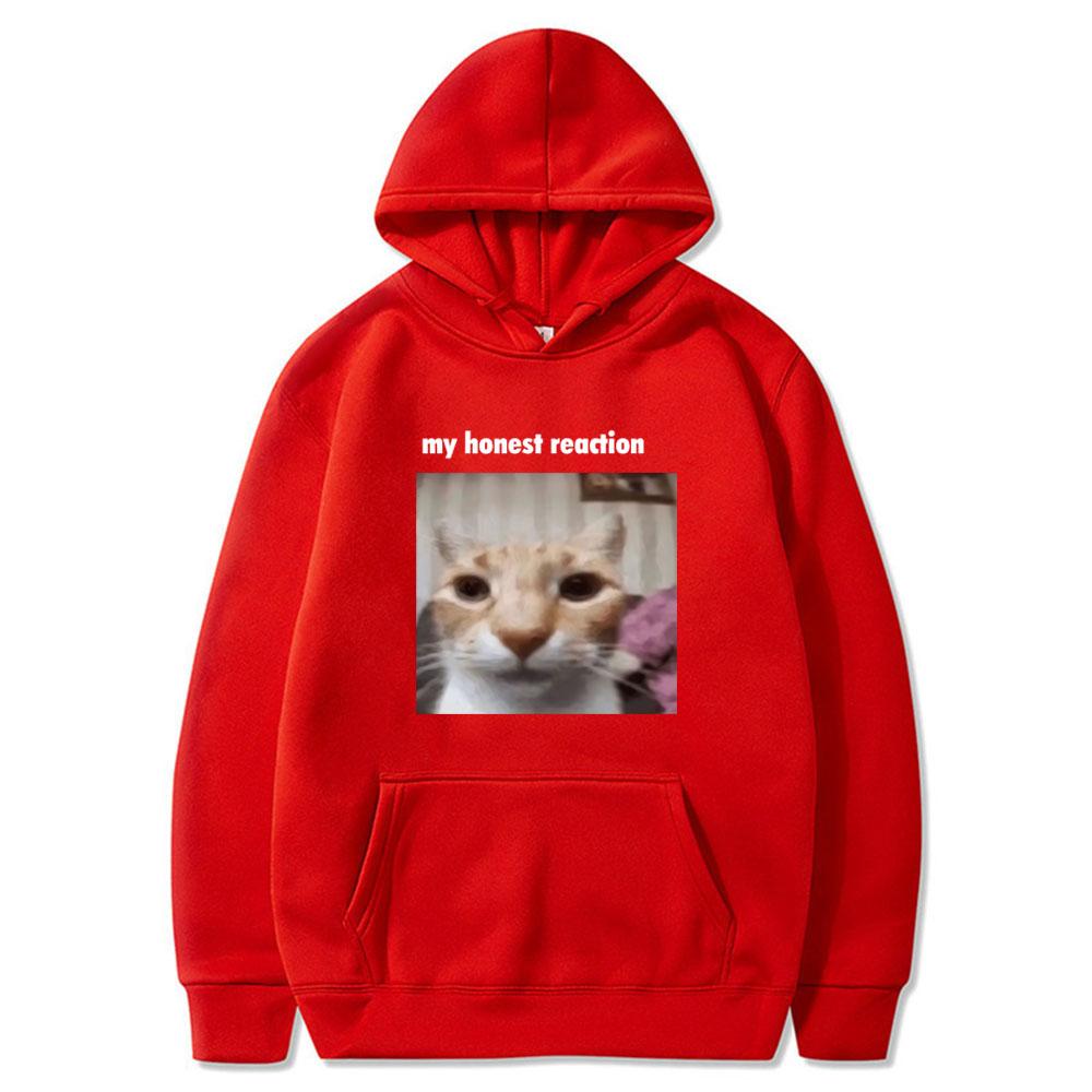 My Honest Reaction Funny Cat Meme Graphic Tops Men Women Clothing Fashion Harajuku Casual Cotton Tops Loose Casual Style Clothes