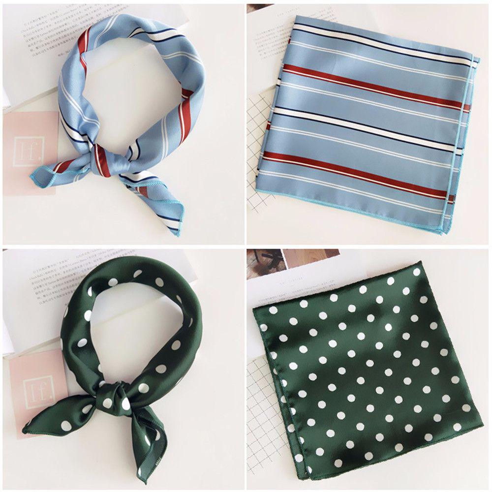 Fashion Small Vintage Elegant Hair Tie Band Silk Feel Satin Square Scarf Head Neck