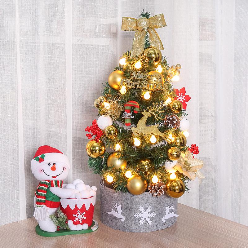 Desktop Non-Shedding Gold & Red Mini Christmas Tree Ornament Set