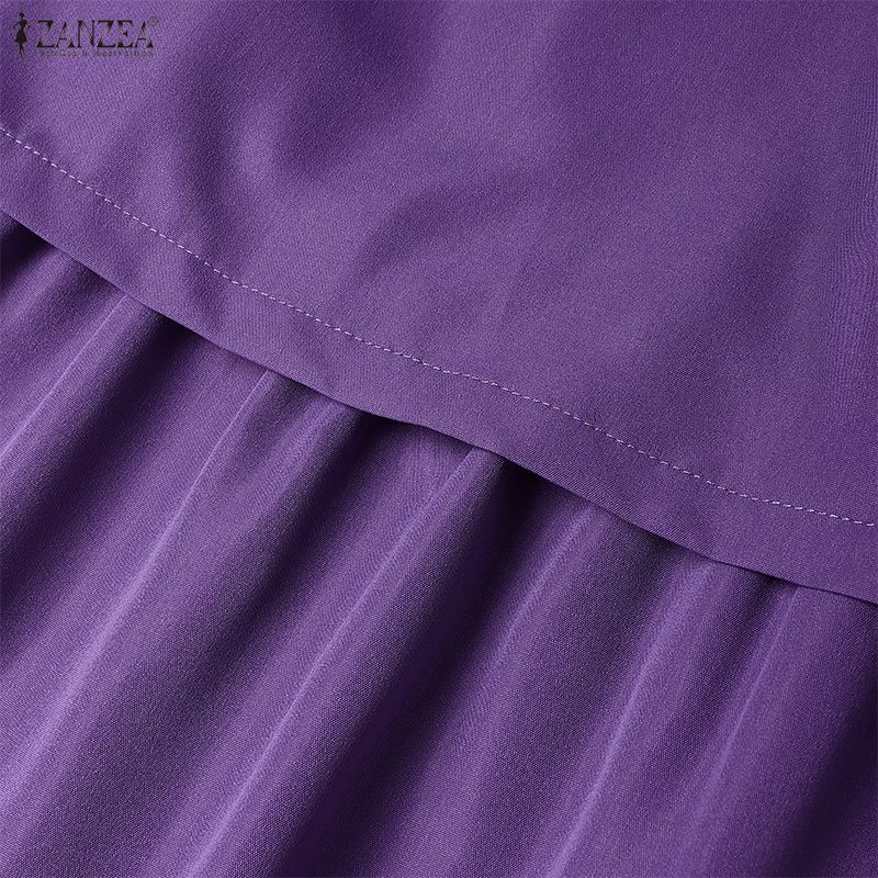 ZANZEA Lässiges, lockeres Langarmkleid mit Rundhalsausschnitt für Damen