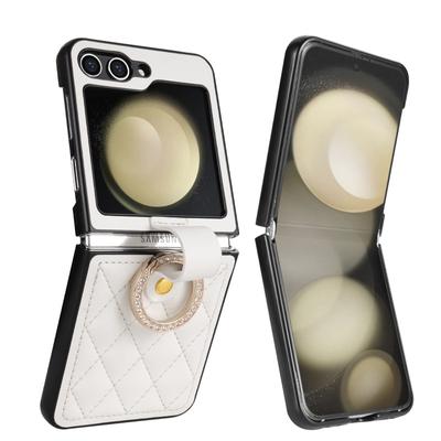 Hochwertige PU-Leder-Ringhalter-Telefonhülle für Samsung Galaxy Z Flip 6 5 Flip6 Flip5 5G Schutz Stoßfeste Abdeckung