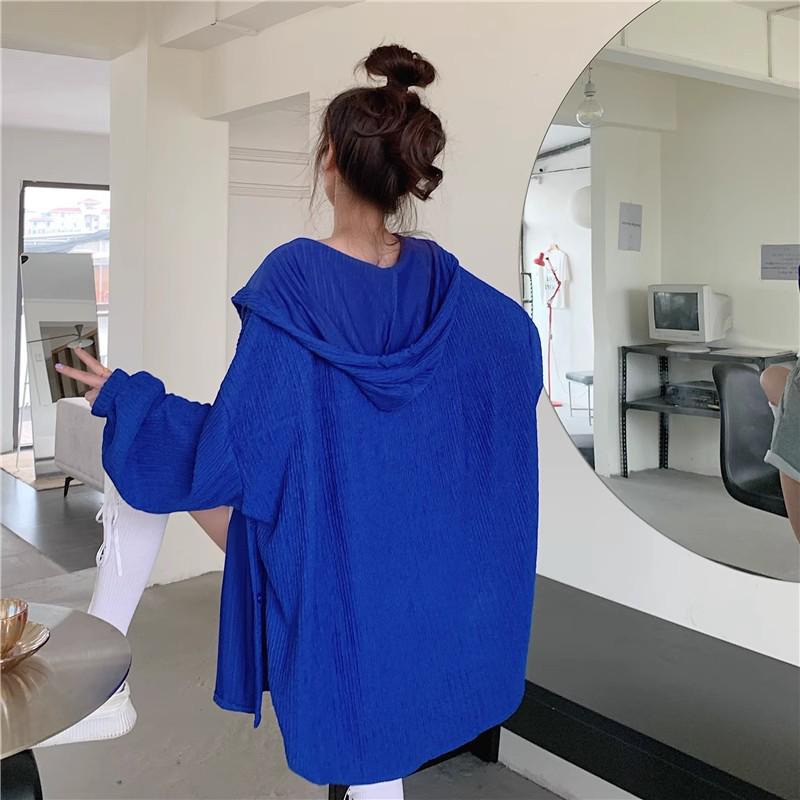 Women's White Hooded Sun Protection Cardigan - Summer 2025, Versatile Long-Sleeve, Mid-Length Loose Thin Jacket