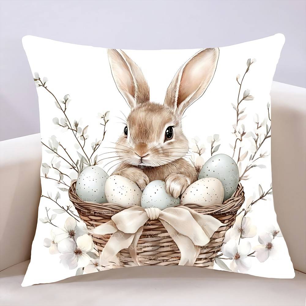 Easter Rabbit Pillow Case Cushion Cover Soft Cute Throw Pillow Case For Car Sofa Pillowcase Polyester With Zipper